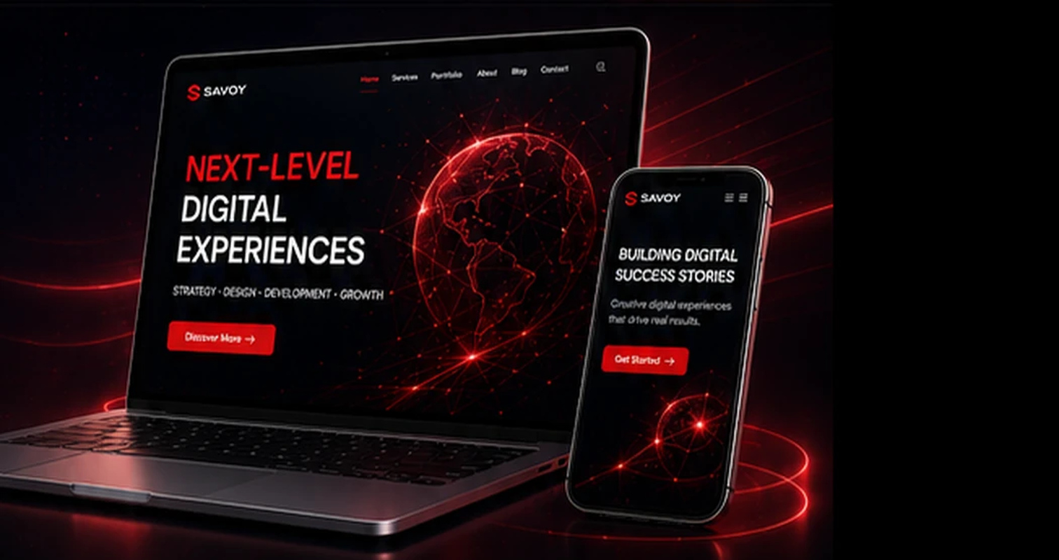 SAVOY premium website design shown on laptop and mobile